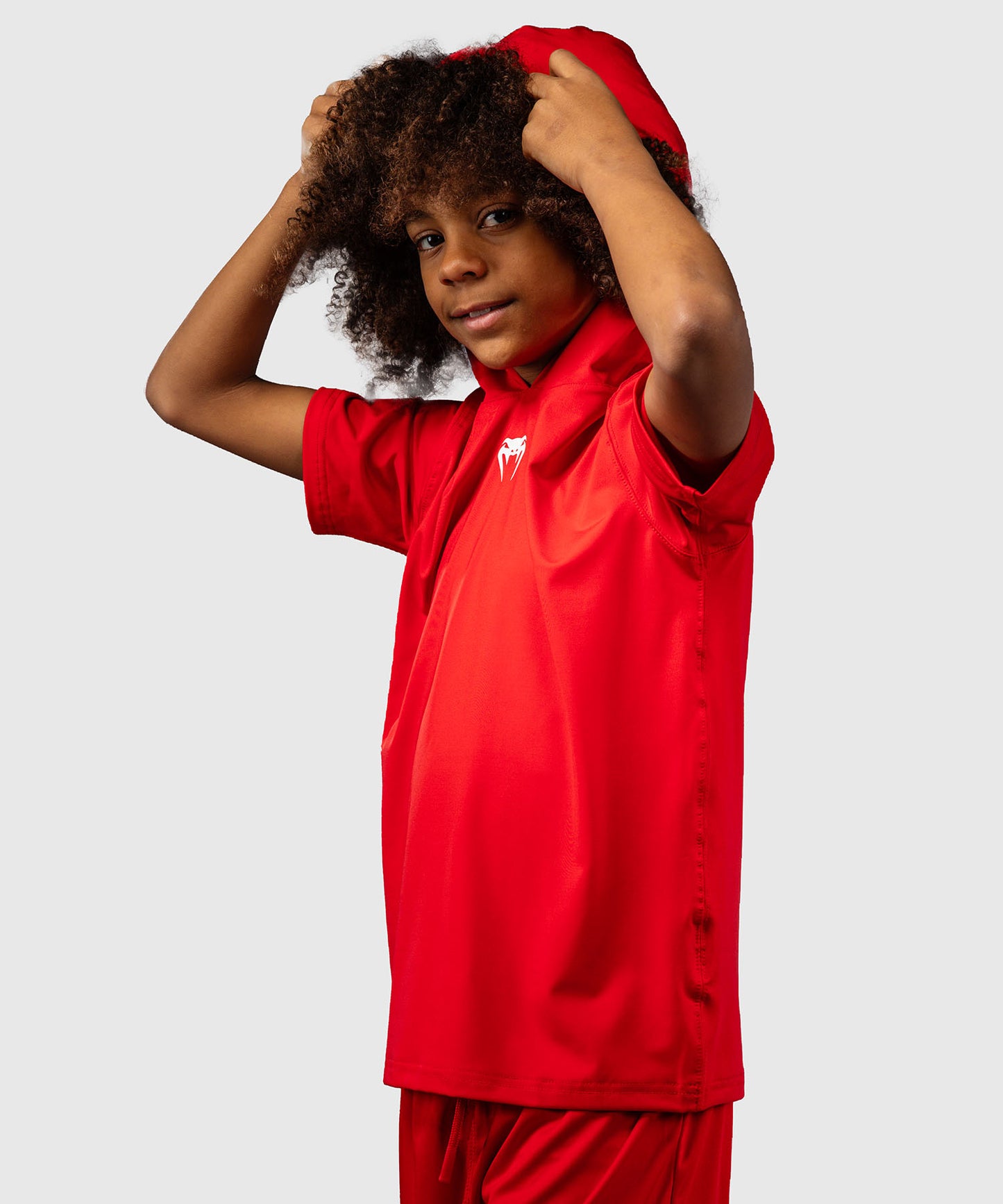Venum Elite Kurzarm Dry-Tech Kapuzenpullover für Kinder - Rot