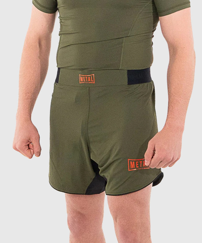 Short de MMA Metal Boxe - Kaki/Orange