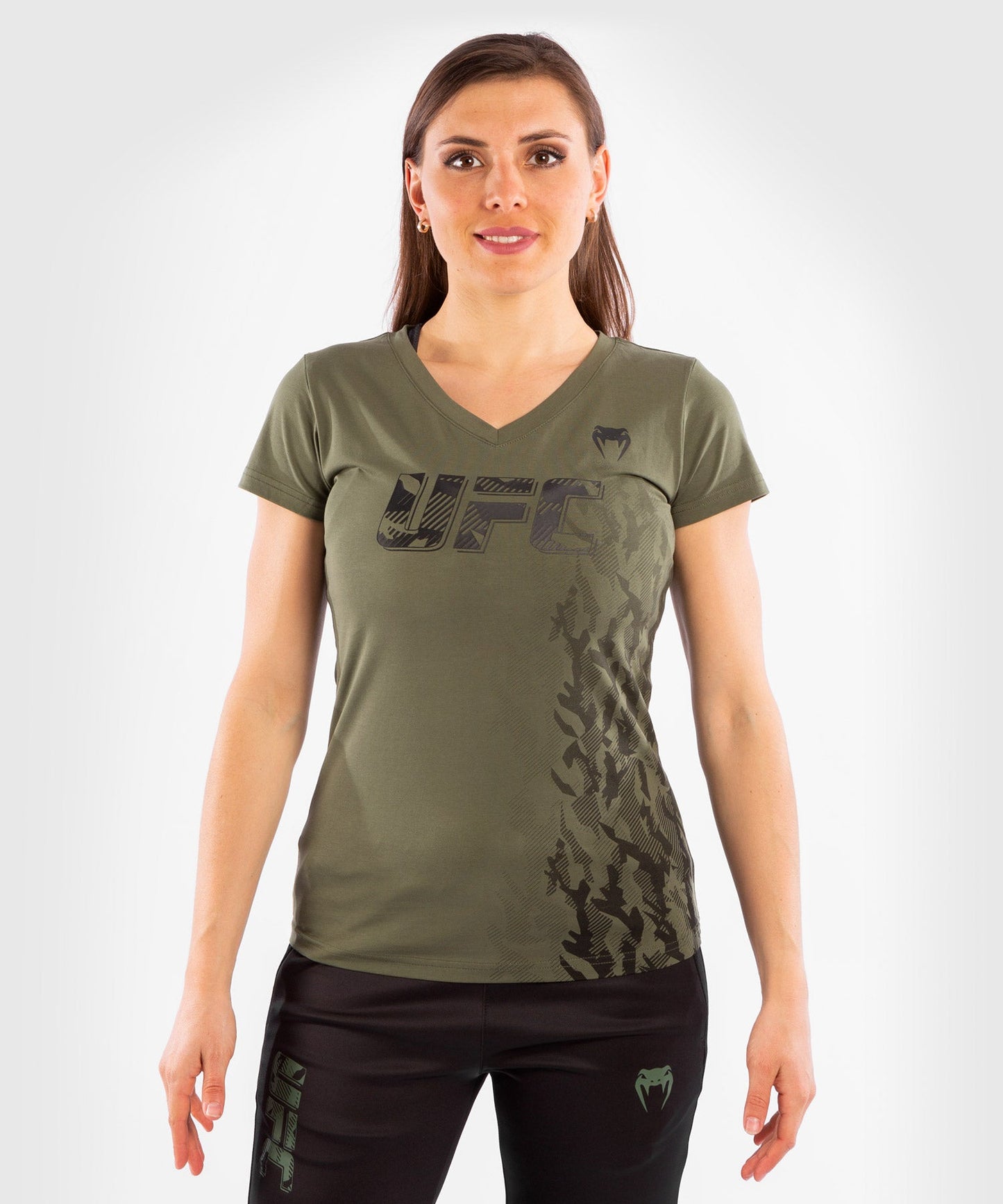 Damen UFC Venum Authentic Fight Week Kurzarm T-Shirt - Khaki