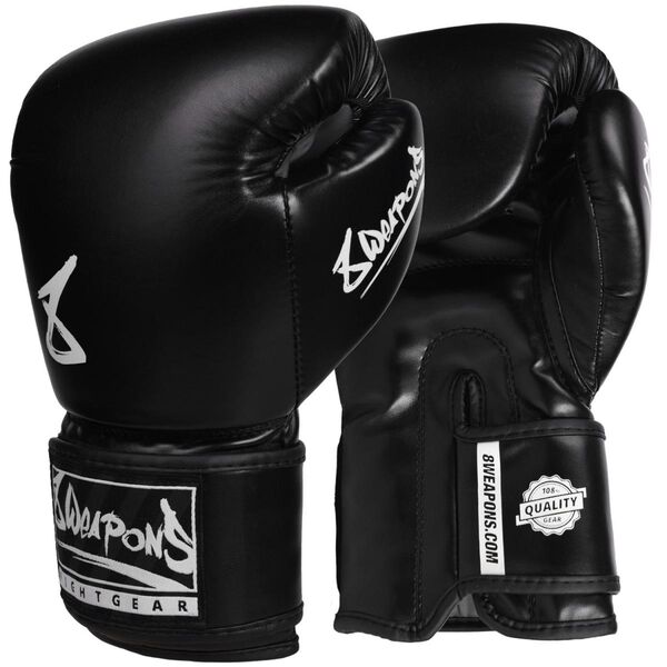 8 Weapons Pure Black Boxhandschuhe - Schwarz/Weiß