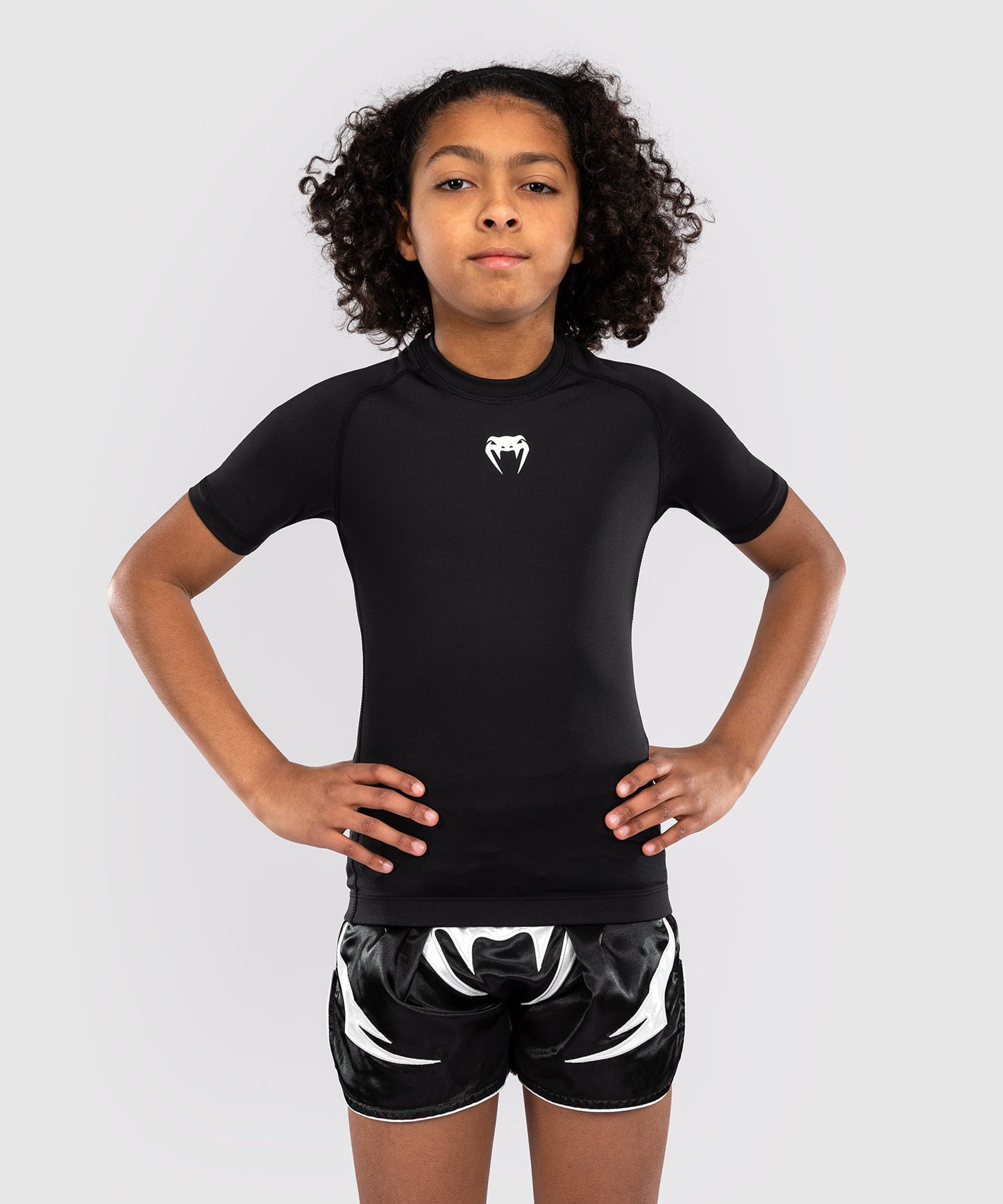Venum Contender Rashguards de Mangas Cortas para Niños - Negro