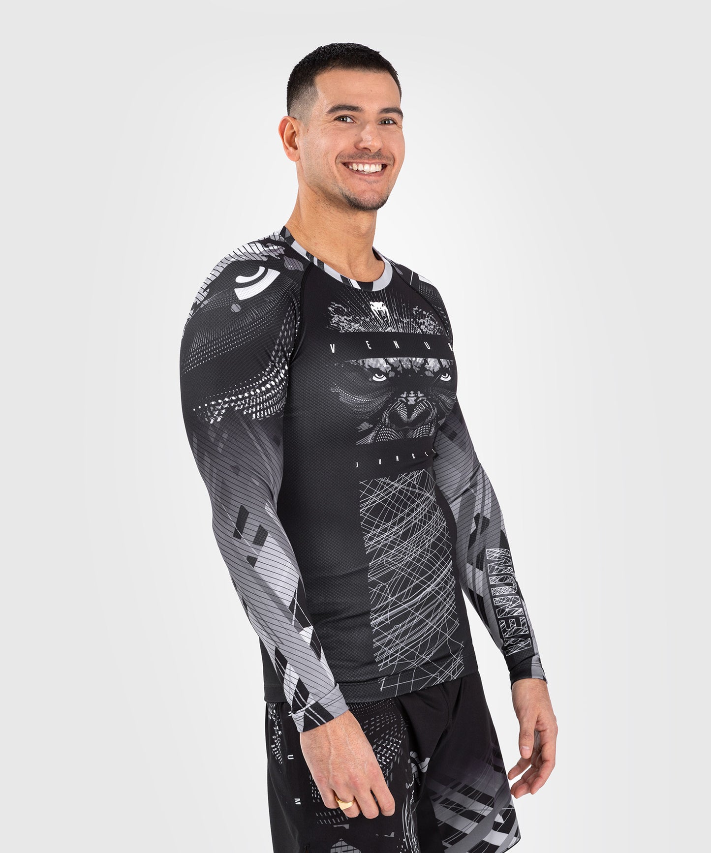 Venum Gorilla Dschungel Rashguard Langarm - Schwarz/Weiß 