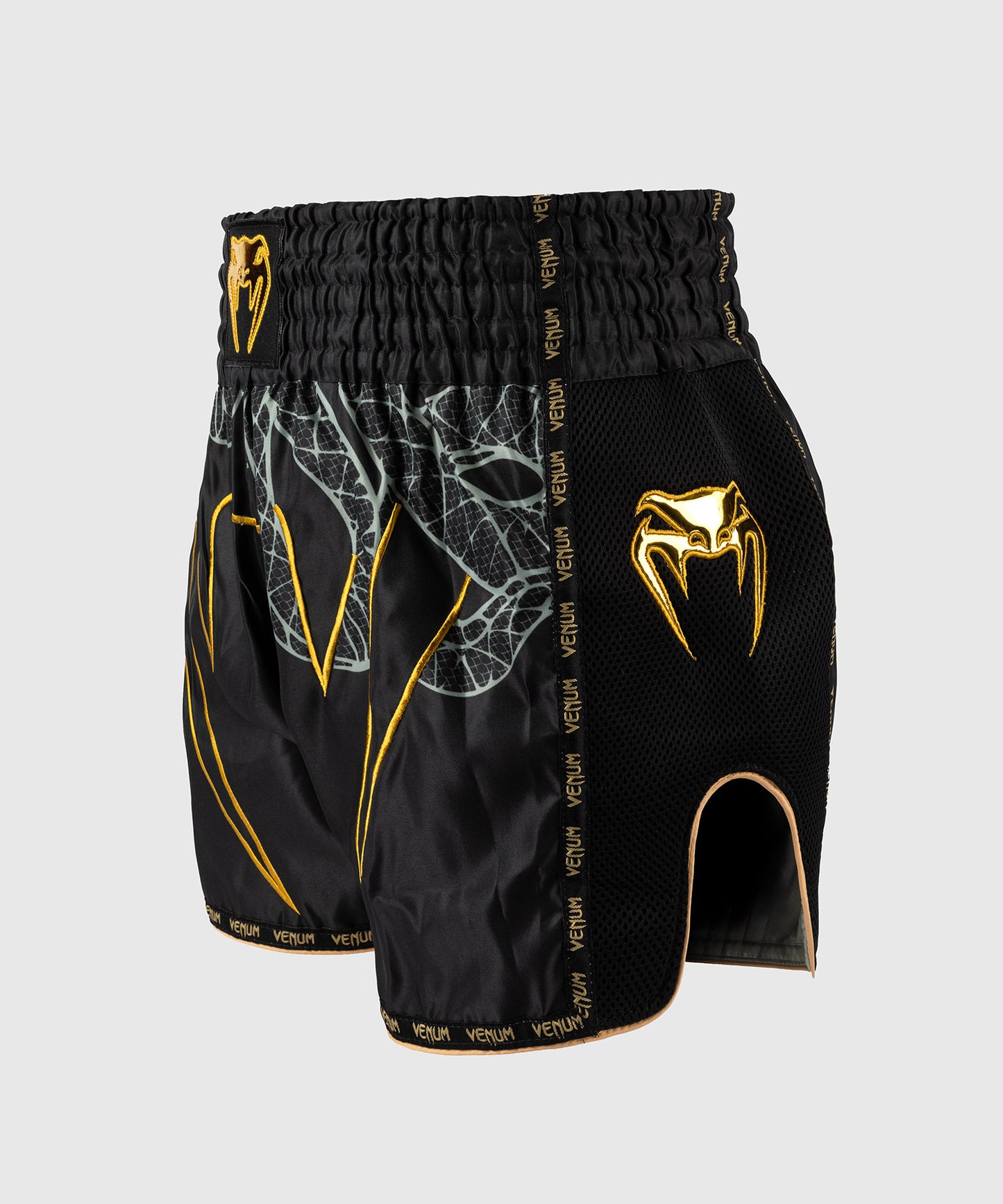 Venum Serpenti Muay Thai Shorts - Black/Silver/Gold