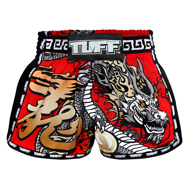 Short de Muay Thai Tuff Retro Style Red Chinese Dragon - Rouge