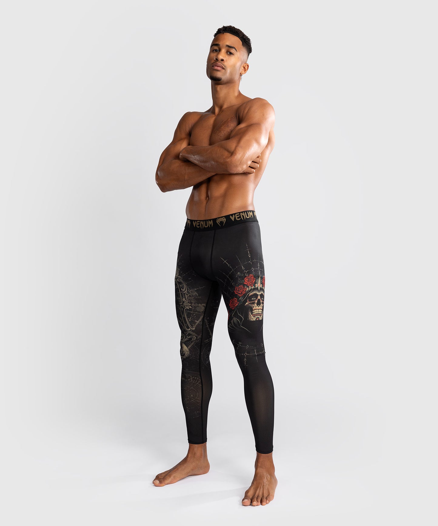 Pantalon de Compression pour Hommes Venum Santa Muerte 5.0 - Noir Profond/Or