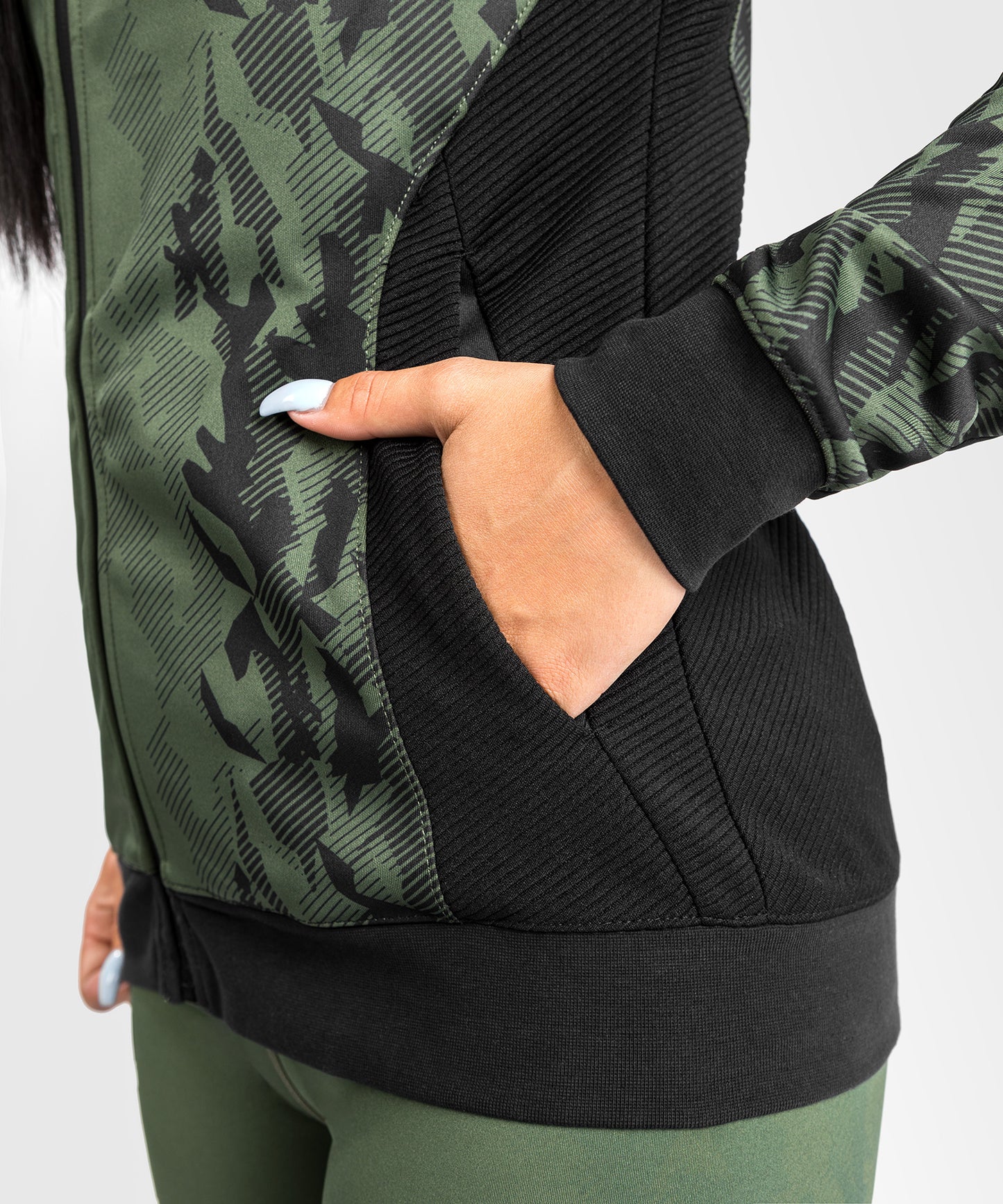 UFC Venum Authentic Fight Week Damen Hoodie mit Reißverschluss - Khaki