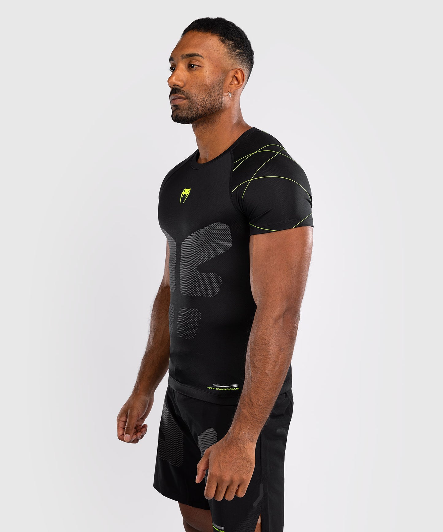 Venum Training Camp 4.0 Kurzärmeliger Rashguard - Schwarz/Neongrün