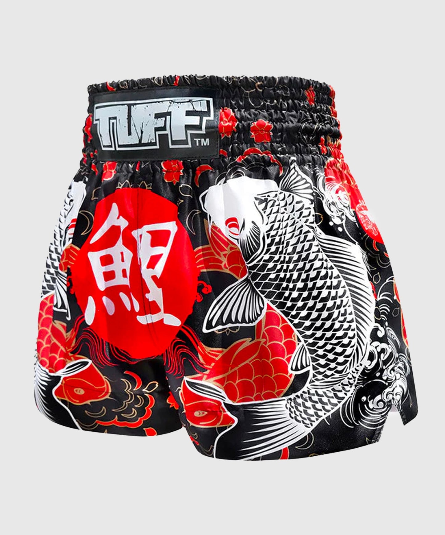 Tuff Japanese Koi Fish Pantalones de Muay Thai - Negro