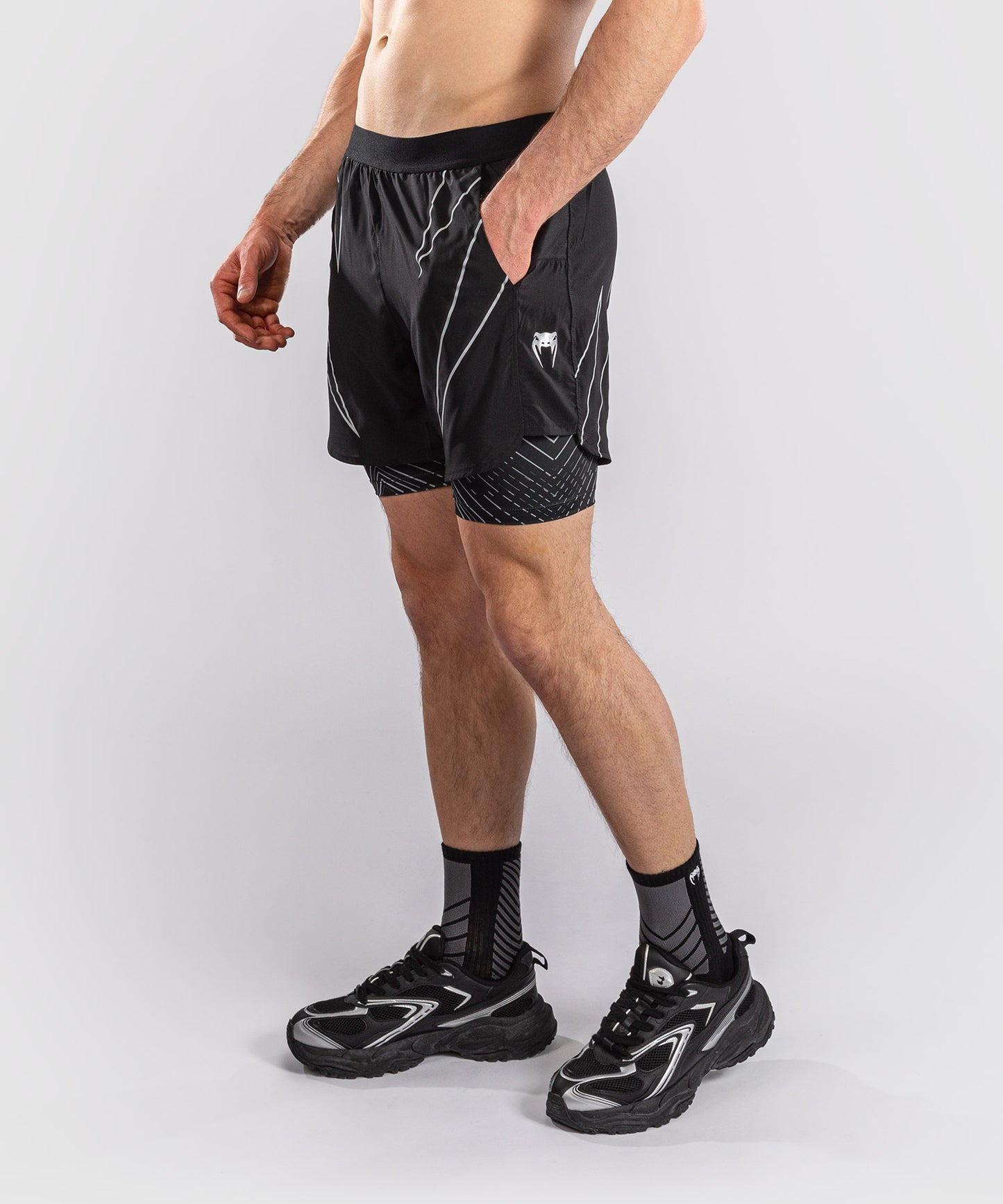 Short d’Entraînement Venum Midnight Fury – Noir/Gris/Argent