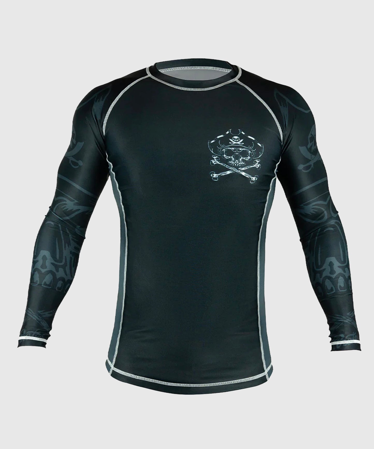 Pride Or Die Pirate V2 Langarm-Rashguard - Schwarz/Grau