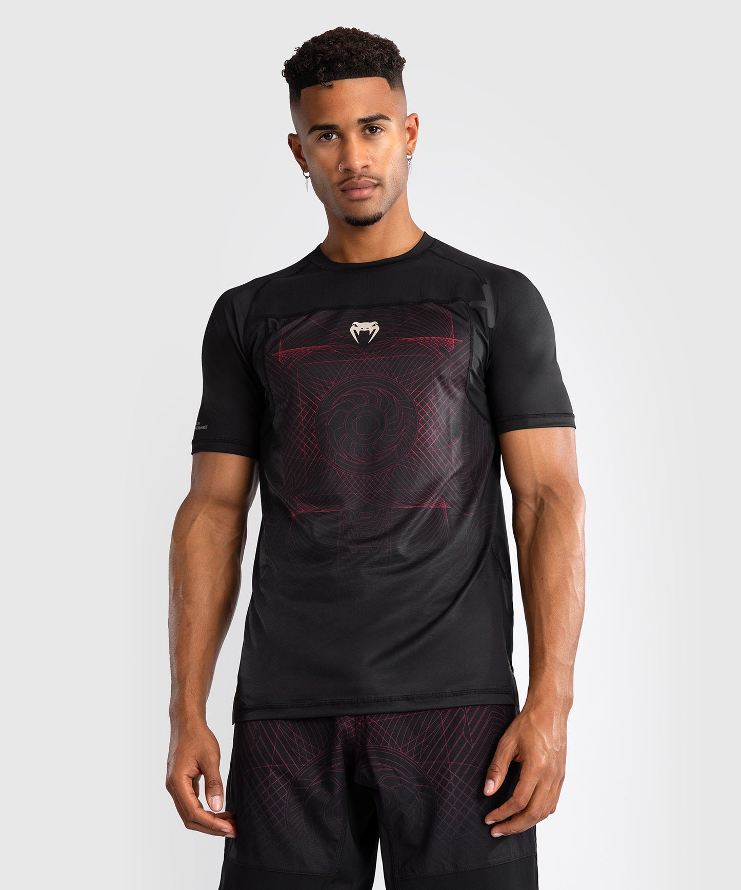 Venum G-Fit Air Herren Dry-Tech T-Shirt - Tiefschwarz / Feuerrot