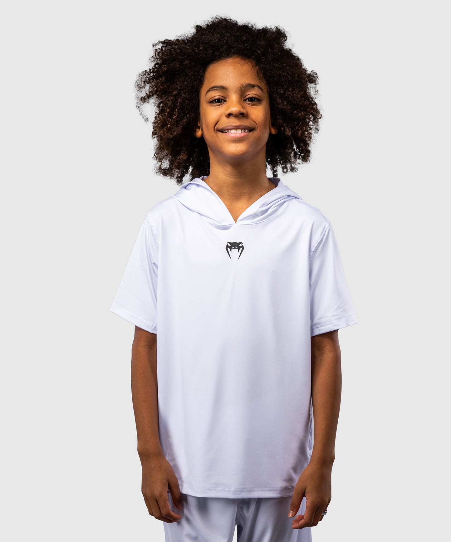 Venum Elite Kurzarm Dry-Tech Kapuzenpullover für Kinder - Weiß