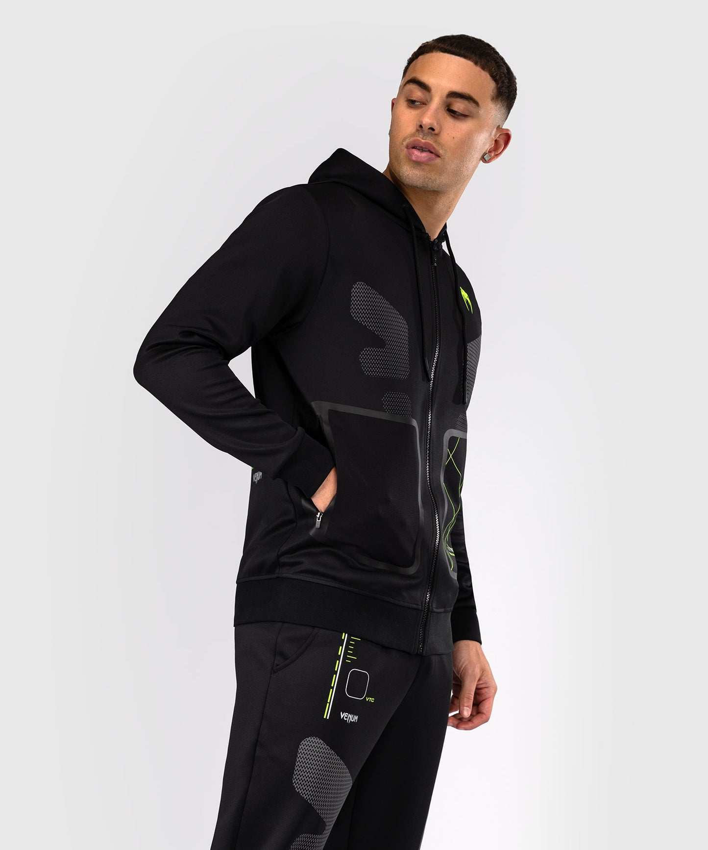 Sweat à capuche zippé Venum Training Camp 4.0 - Noir/Vert Fluo