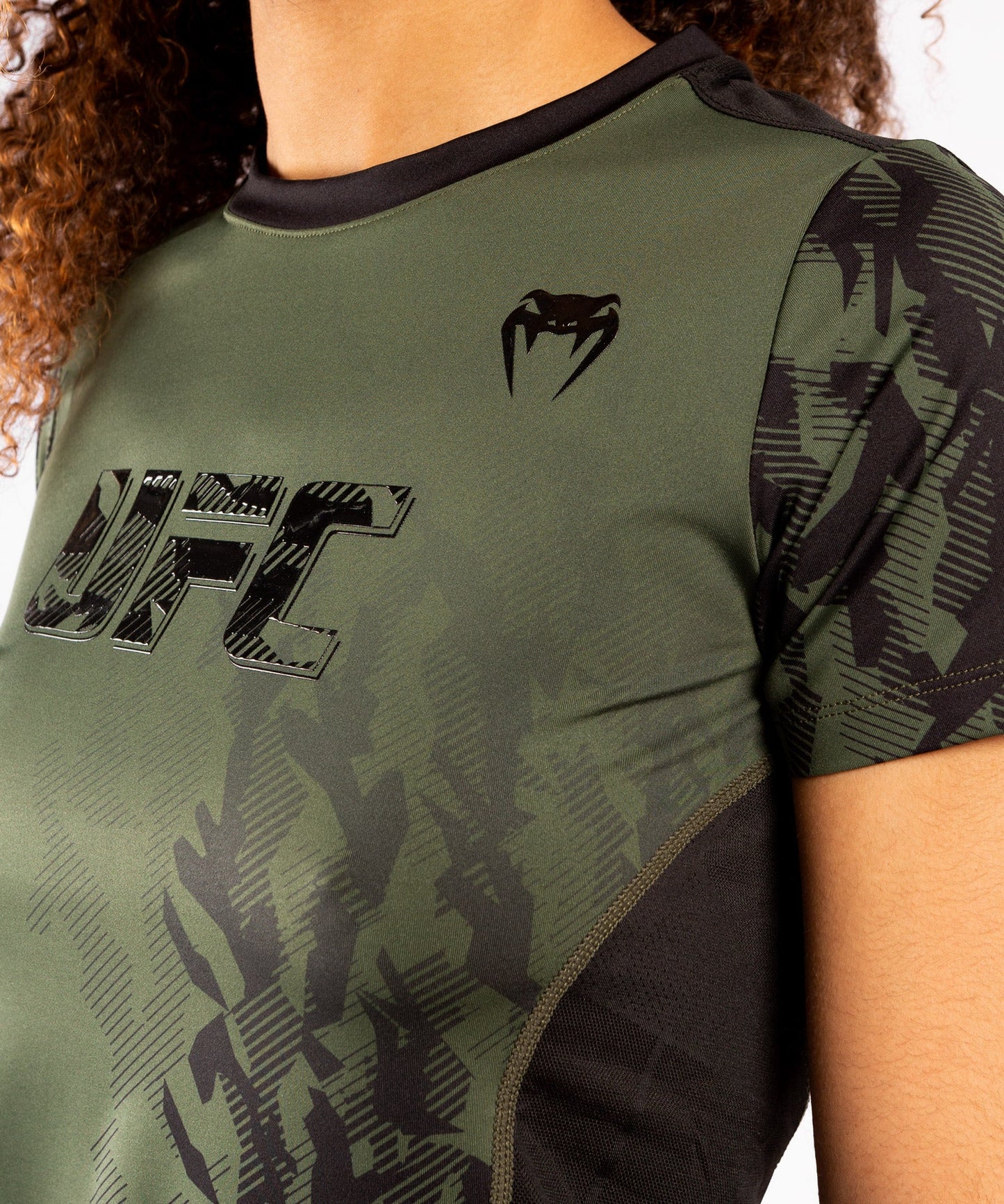 T-shirt Technique Manches Courtes Femme UFC Venum Authentic Fight Week - Kaki