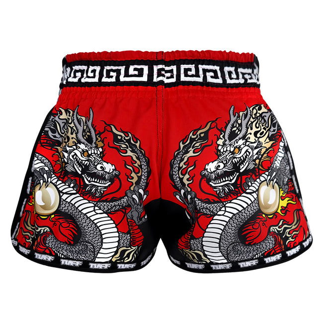 Short de Muay Thai Tuff Retro Style Red Chinese Dragon - Rouge