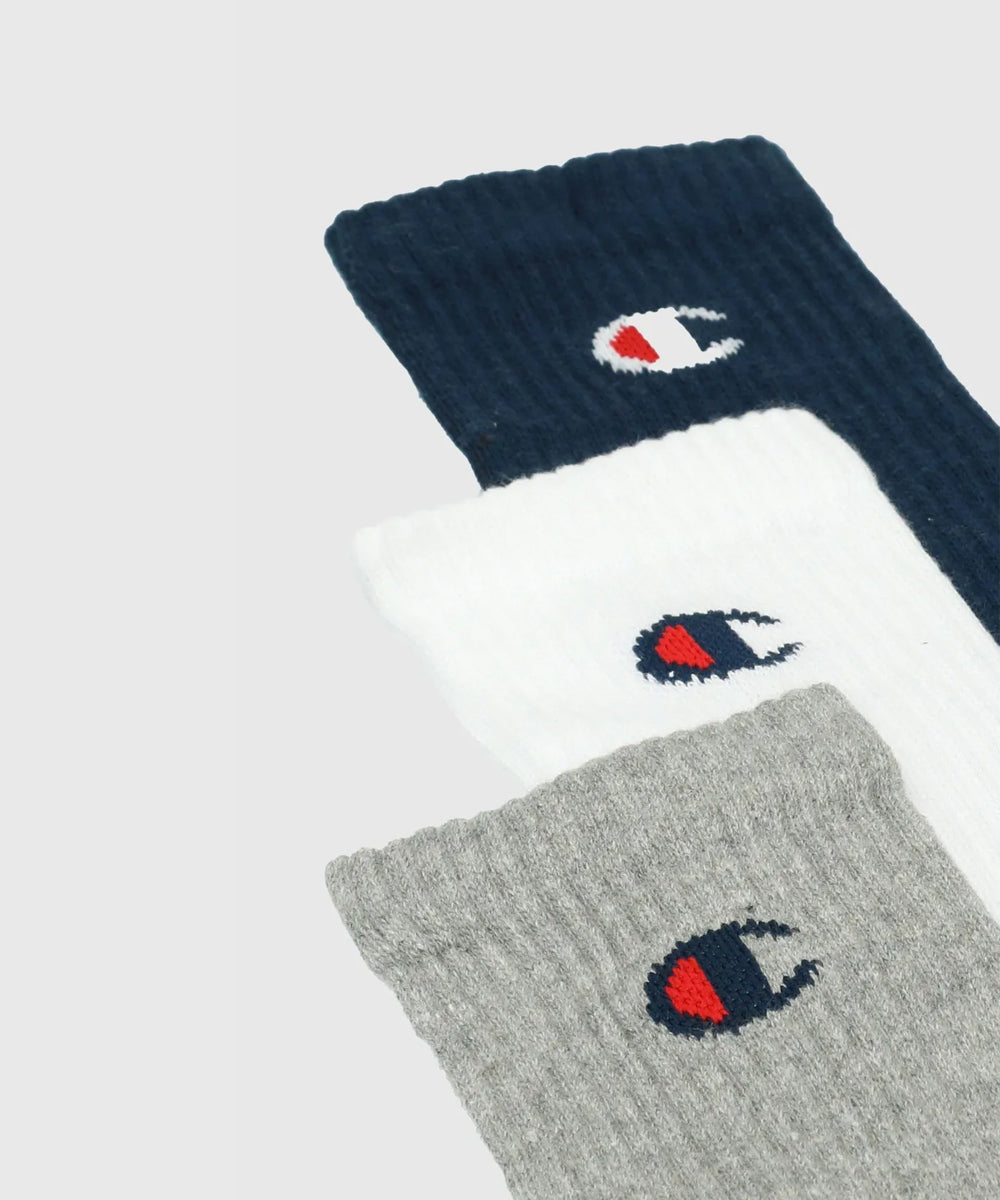 Champion Pack de 3 Pares de Calcetines - Azul Marino/Grau/Blanco