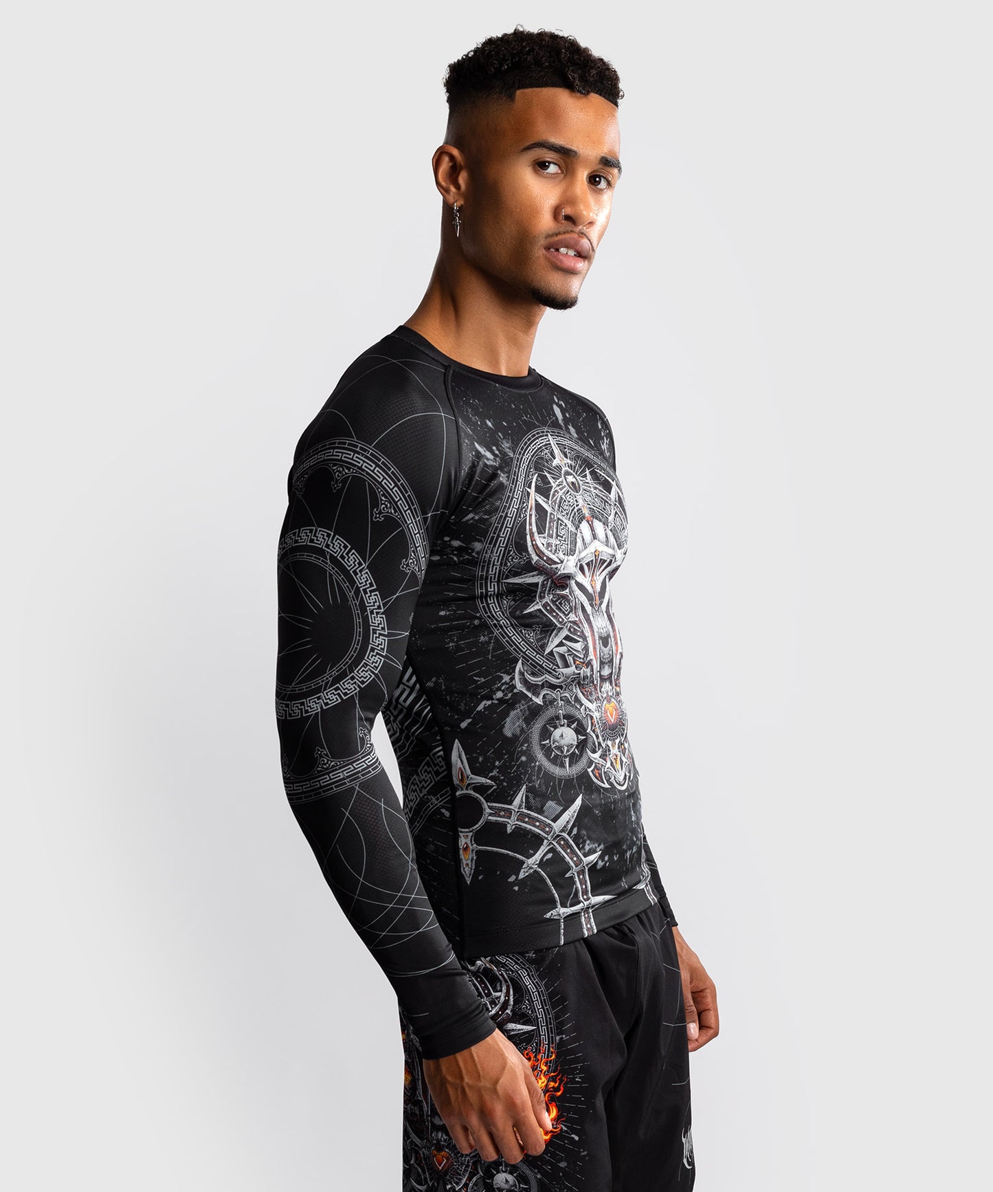 Rashguard à Manches Longues pour Hommes Venum Gladiator 5.0 - Noir/Argent