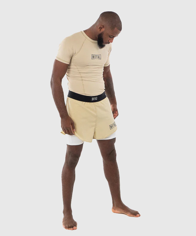 Metal Boxe Performance Short Sleeve Rashguard - Beige