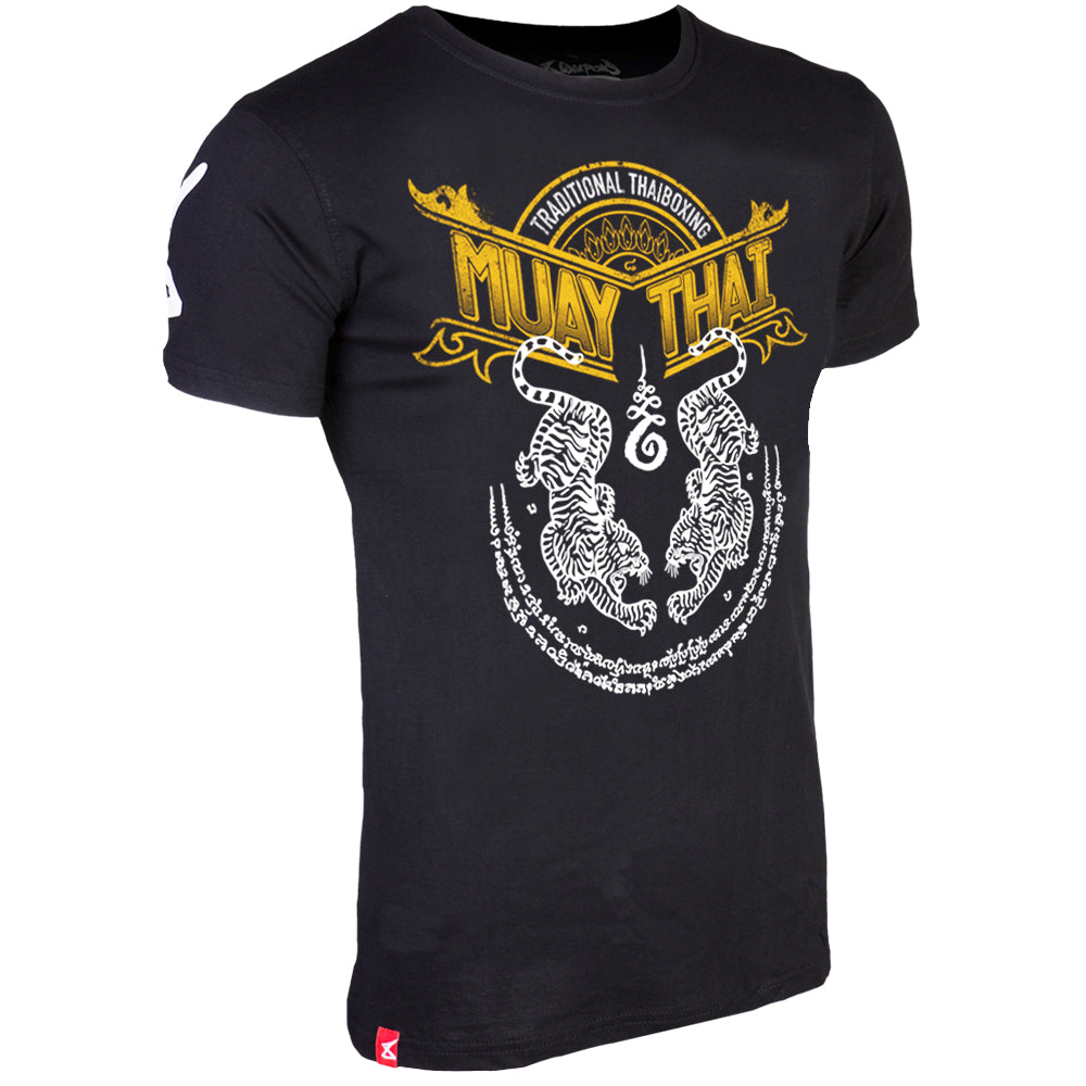8 Weapons Sak Yant Tigers Muay Thai T-Shirt - Schwarz