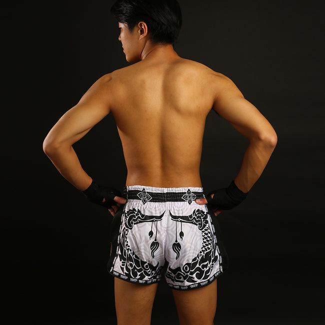 Short de Muay Thai Tuff Retro Style The Great Hongsa - Blanc