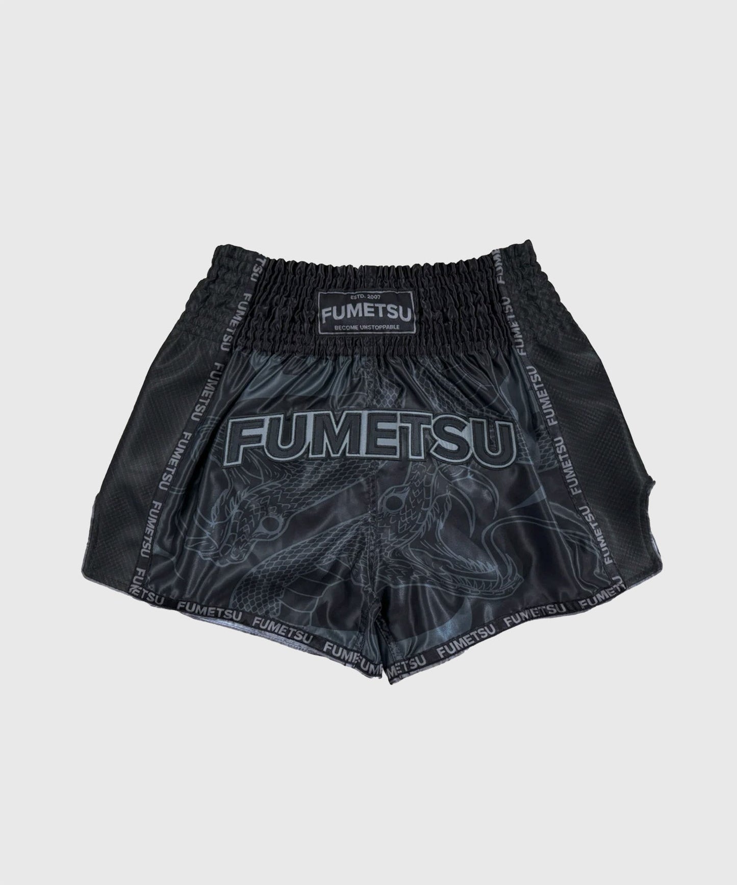 Fumetsu Anaconda Muay Thai Shorts - Schwarz/Schwarz