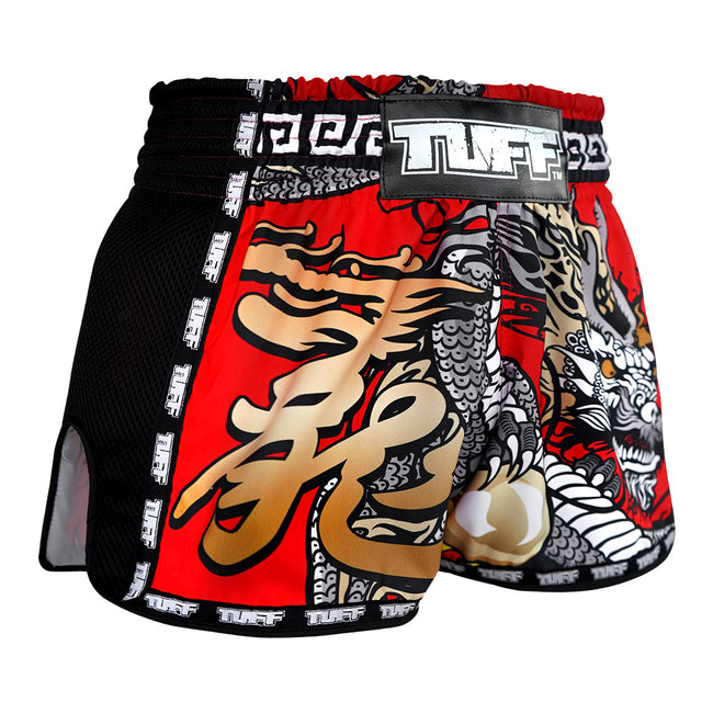 Short de Muay Thai Tuff Retro Style Red Chinese Dragon - Rouge