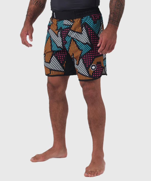 Short de MMA Kingz Patchwork - Noir/Orange/Bleu