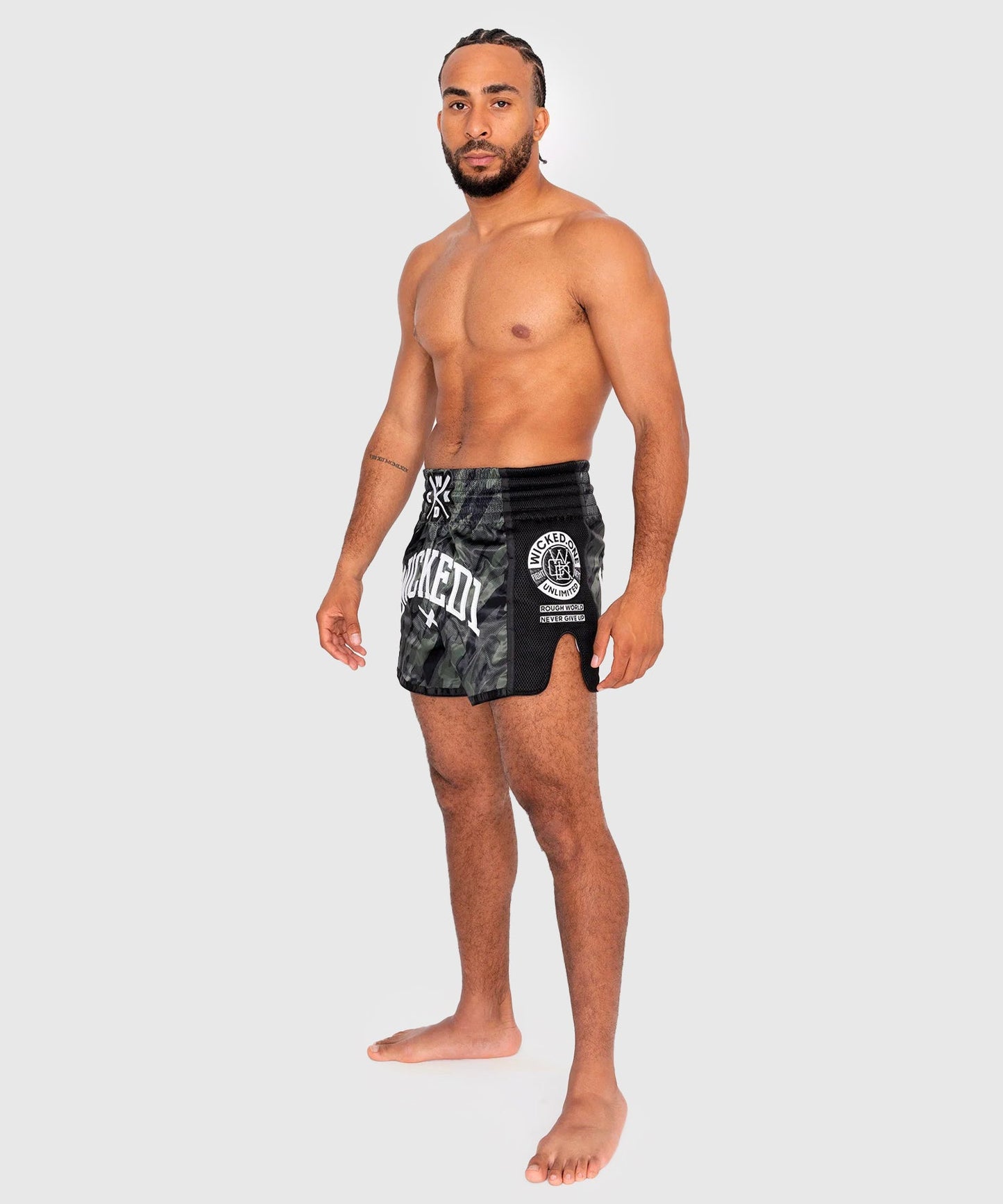Short De Muay Thai Wicked One Fury - Noir/Kaki