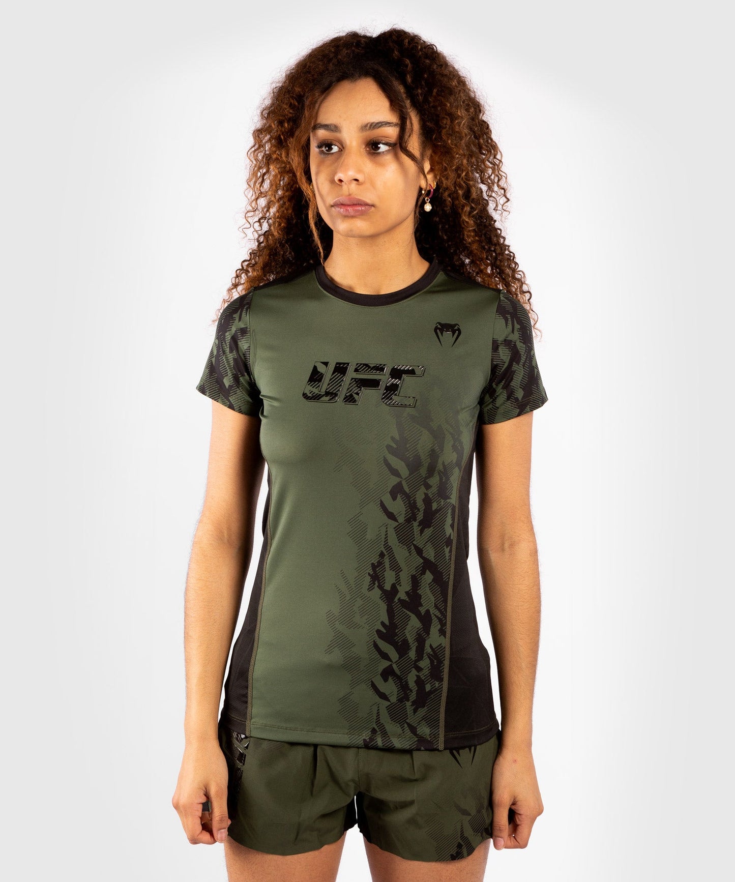 T-shirt Technique Manches Courtes Femme UFC Venum Authentic Fight Week - Kaki