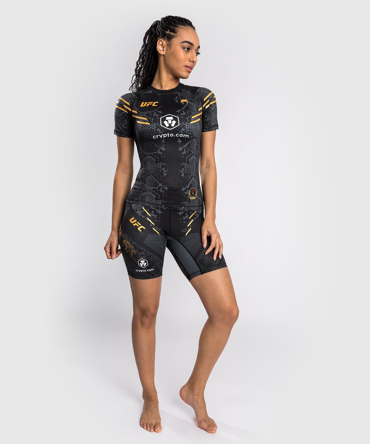 Women's UFC Adrenaline by Venum Authentic Fight Night Short Sleeve Rashguard - Champion