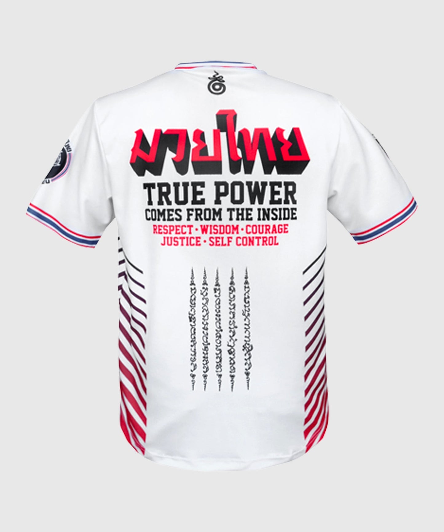 Tuff True Power Twin Tigers Yantra Muay Thai Dry Fit Camiseta - Blanco