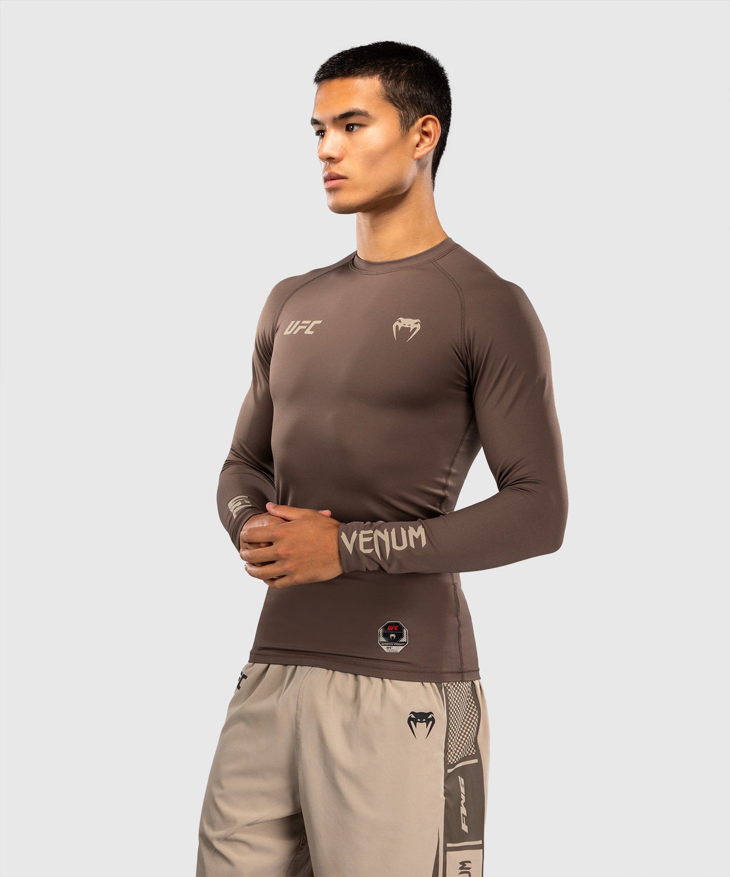 Venum UFC Unity by Venum Authentic Fight Week Men's Performance Long Sleeve Rashguard - Brown