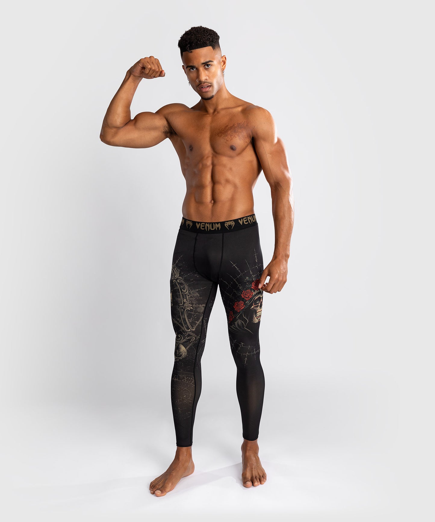 Pantalon de Compression pour Hommes Venum Santa Muerte 5.0 - Noir Profond/Or