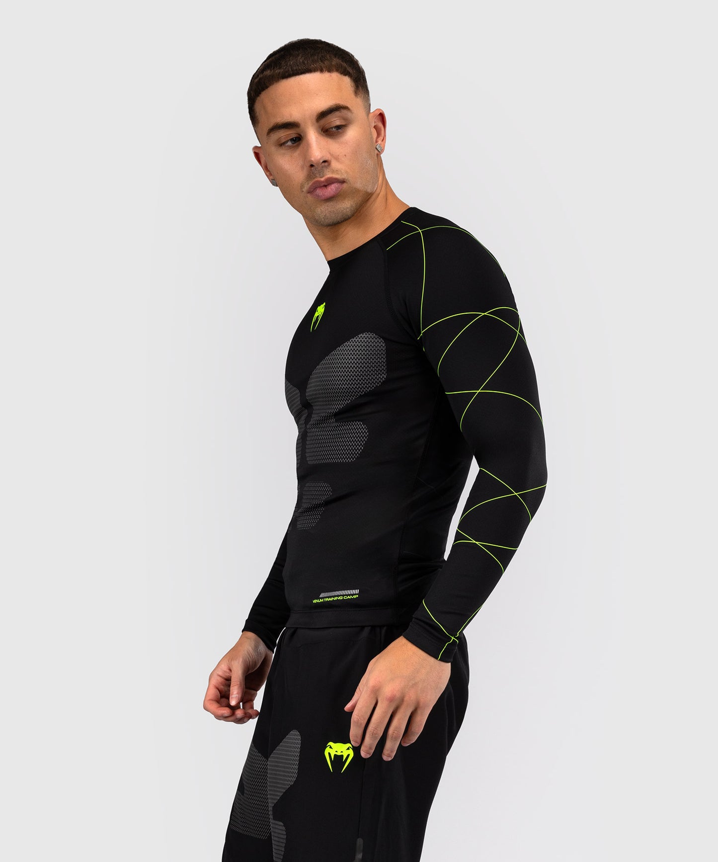 Rashguard Manches Longues Venum Training Camp 4.0 - Noir/Vert fluo