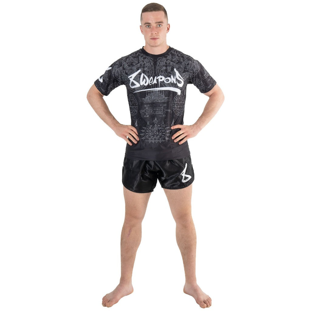 8 Weapons Functional Hanuman Yant T-Shirt - Schwarz/Grau