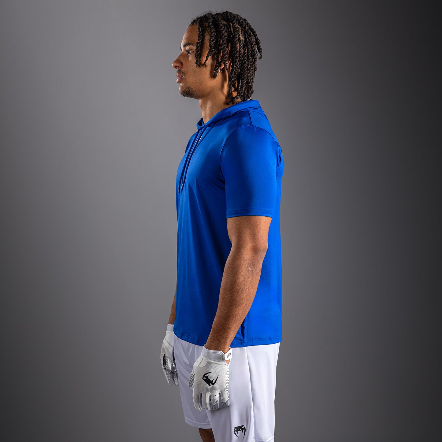 Venum Elite Felpa con Cappuccio a Maniche Corte Dry Tech - Blu Reale