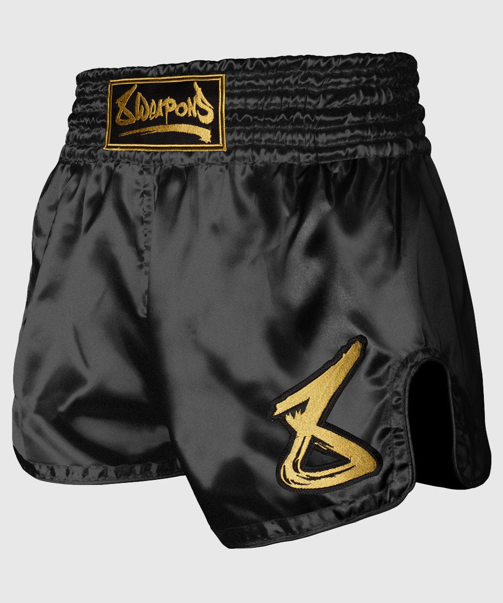 8 Weapons Strike Muay Thai Shorts - Schwarz/Gold