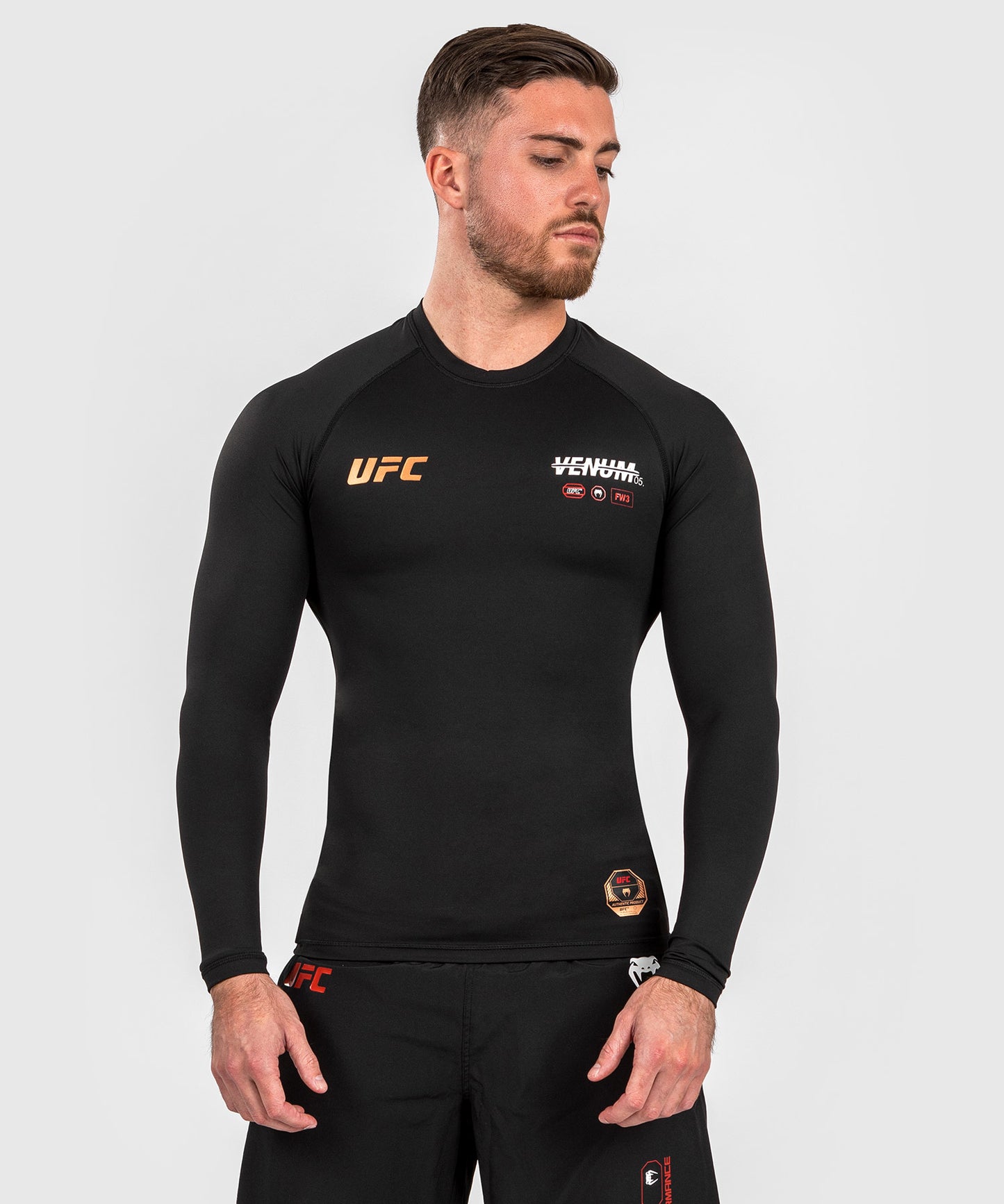 UFC Adrenaline by Venum Fight Week Herren Performance Langarm Rashguard - Schwarz