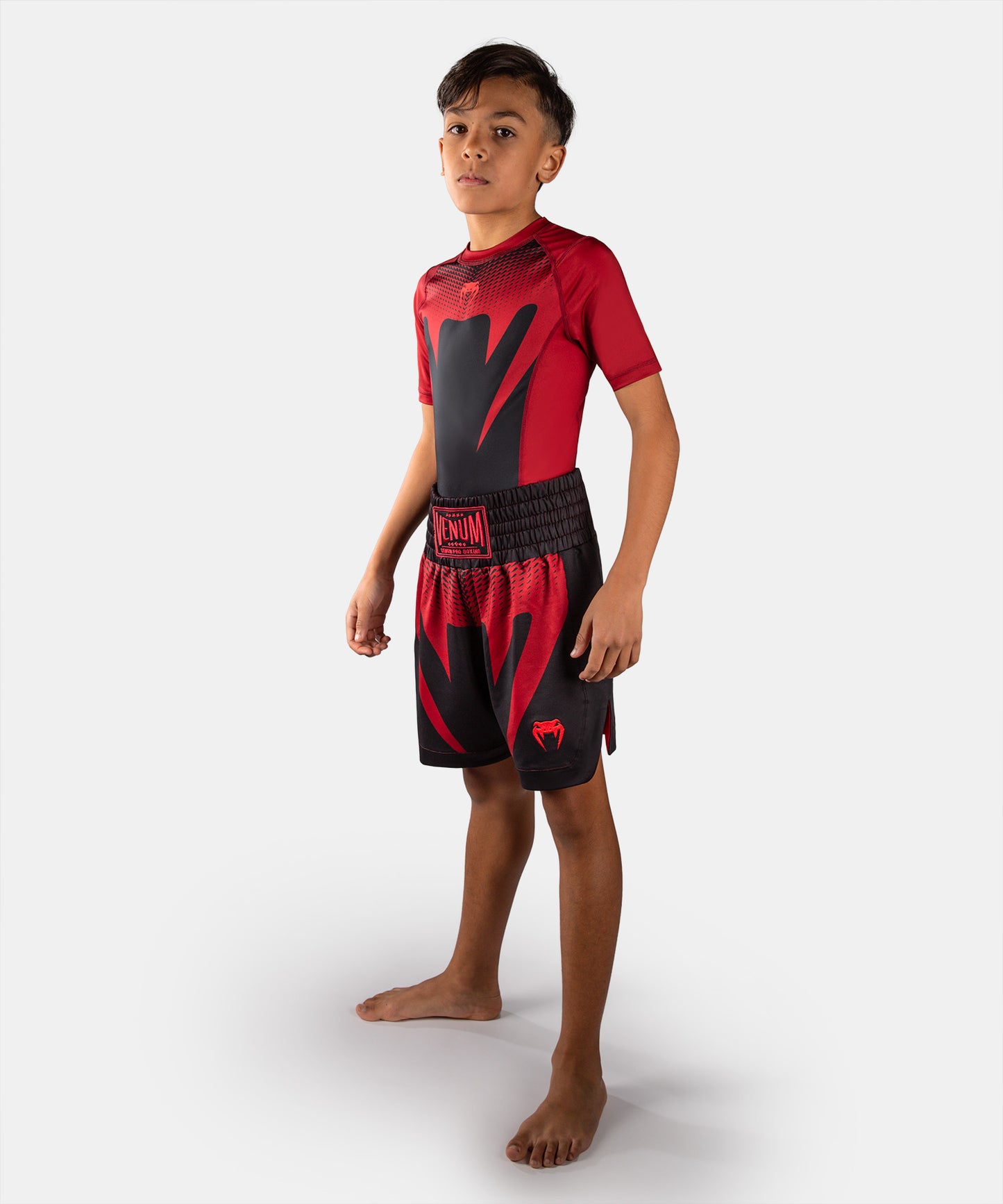 Venum Attack Short de Boxeo para Niño - Negro/Rojo