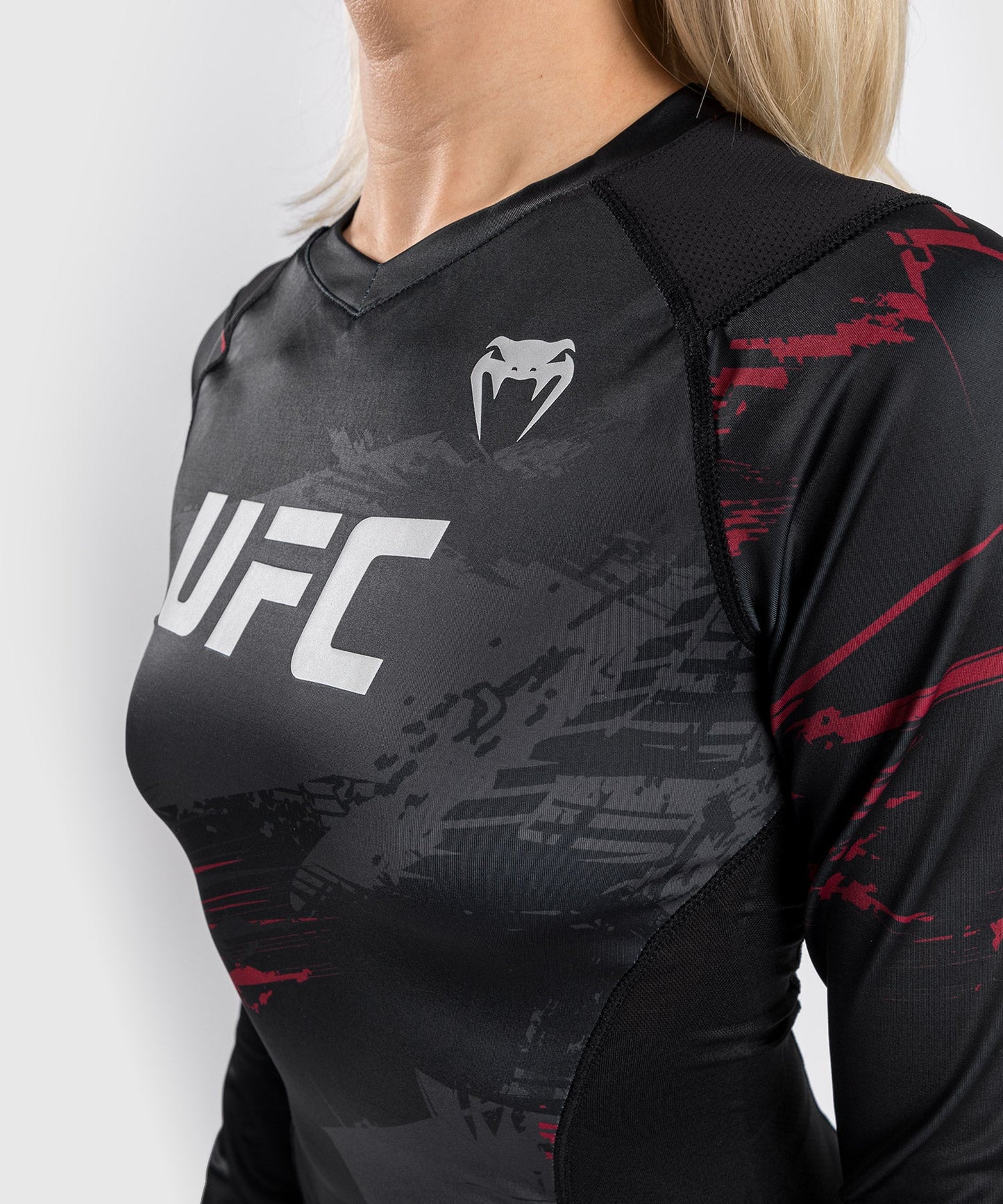 Venum Authentic Fight Week 2.0 UFC Compression T-Shirt - Langarm - Damen - Schwarz/Rot