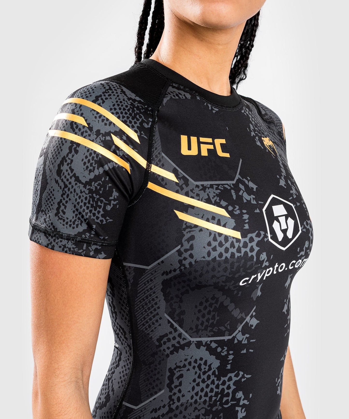 Women's UFC Adrenaline by Venum Authentic Fight Night Short Sleeve Rashguard - Champion