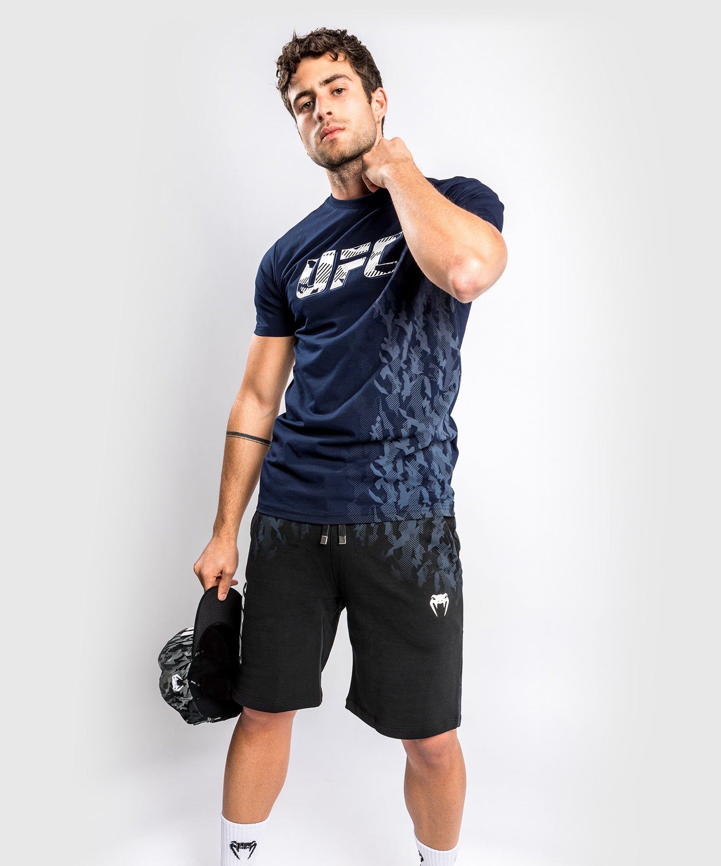 UFC Venum Authentic Fight Week Herren Kurzarm-Baumwoll-T-Shirt - Marineblau