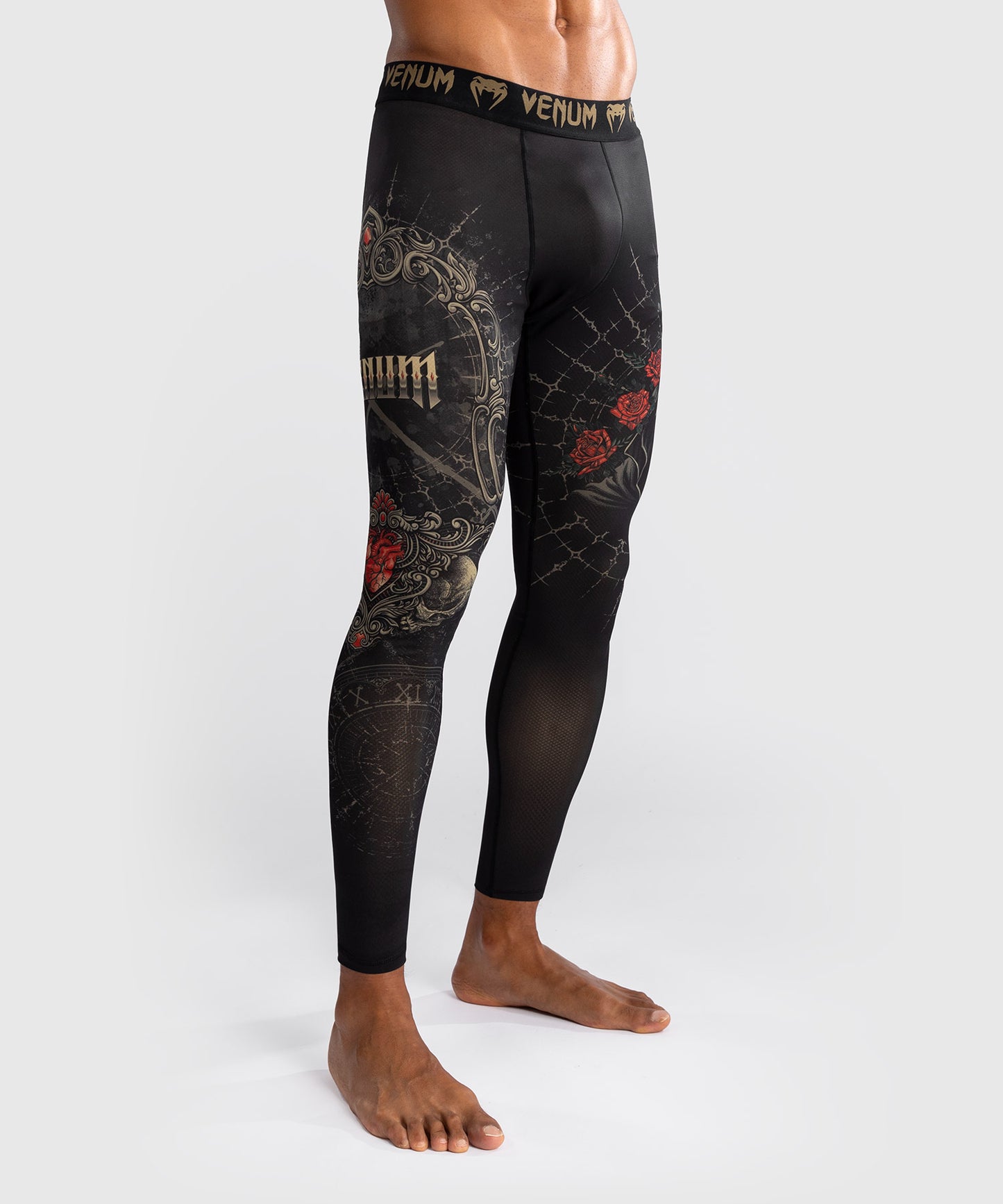 Pantalon de Compression pour Hommes Venum Santa Muerte 5.0 - Noir Profond/Or