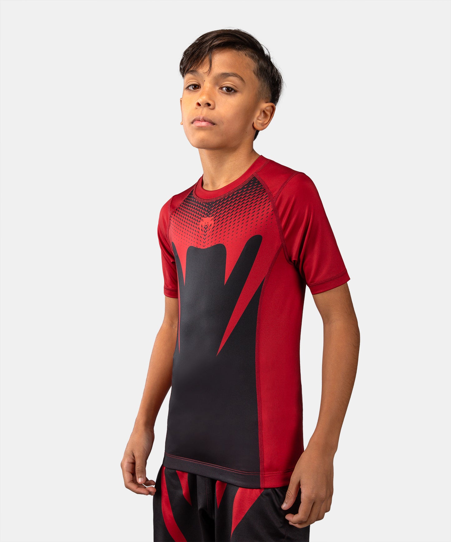 Venum Attack Rashguard de Manga Corta para Niño - Negro/Rojo