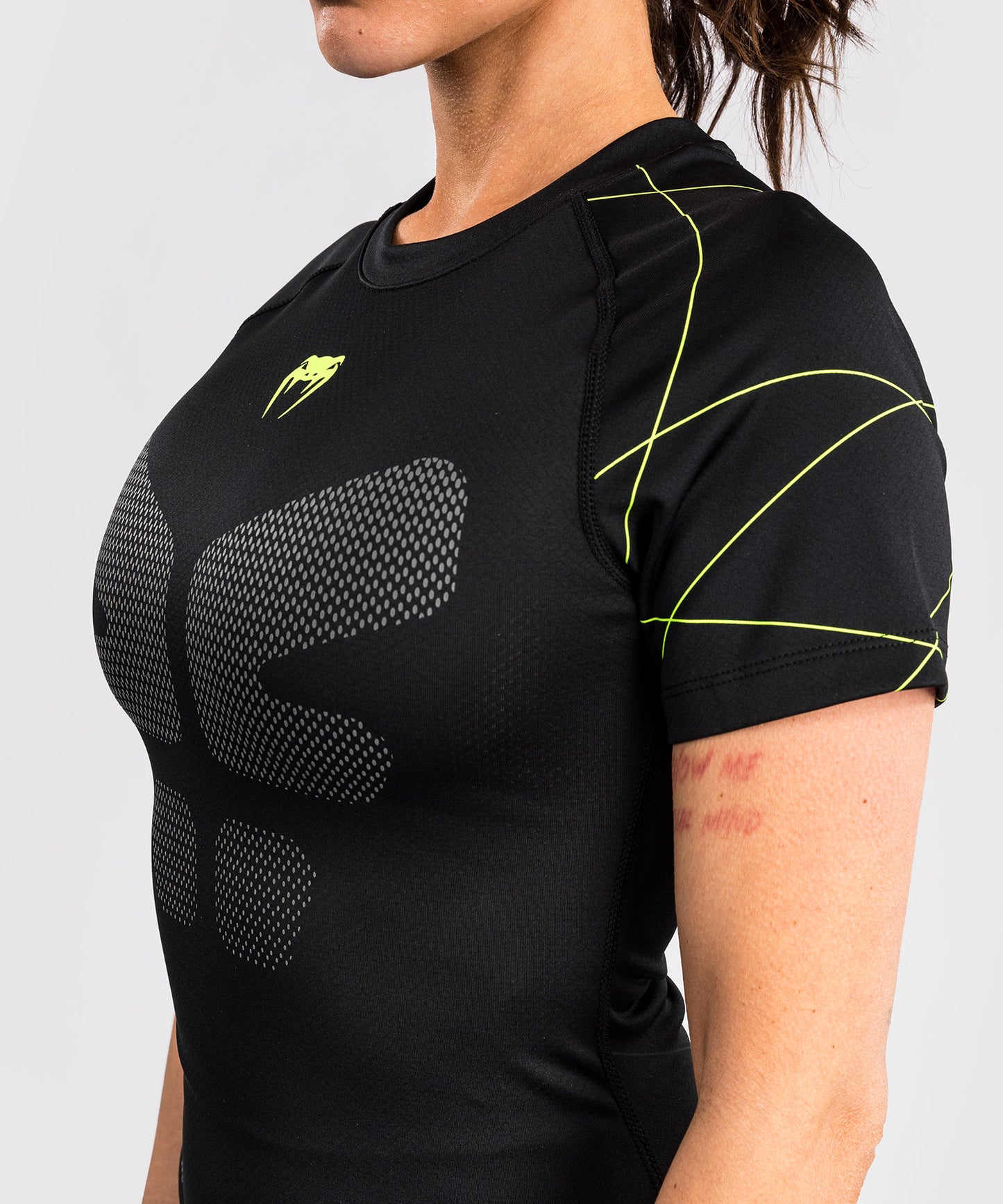 Rashguard Manches Courtes Venum Training Camp 4.0 - Noir/Vert Fluo