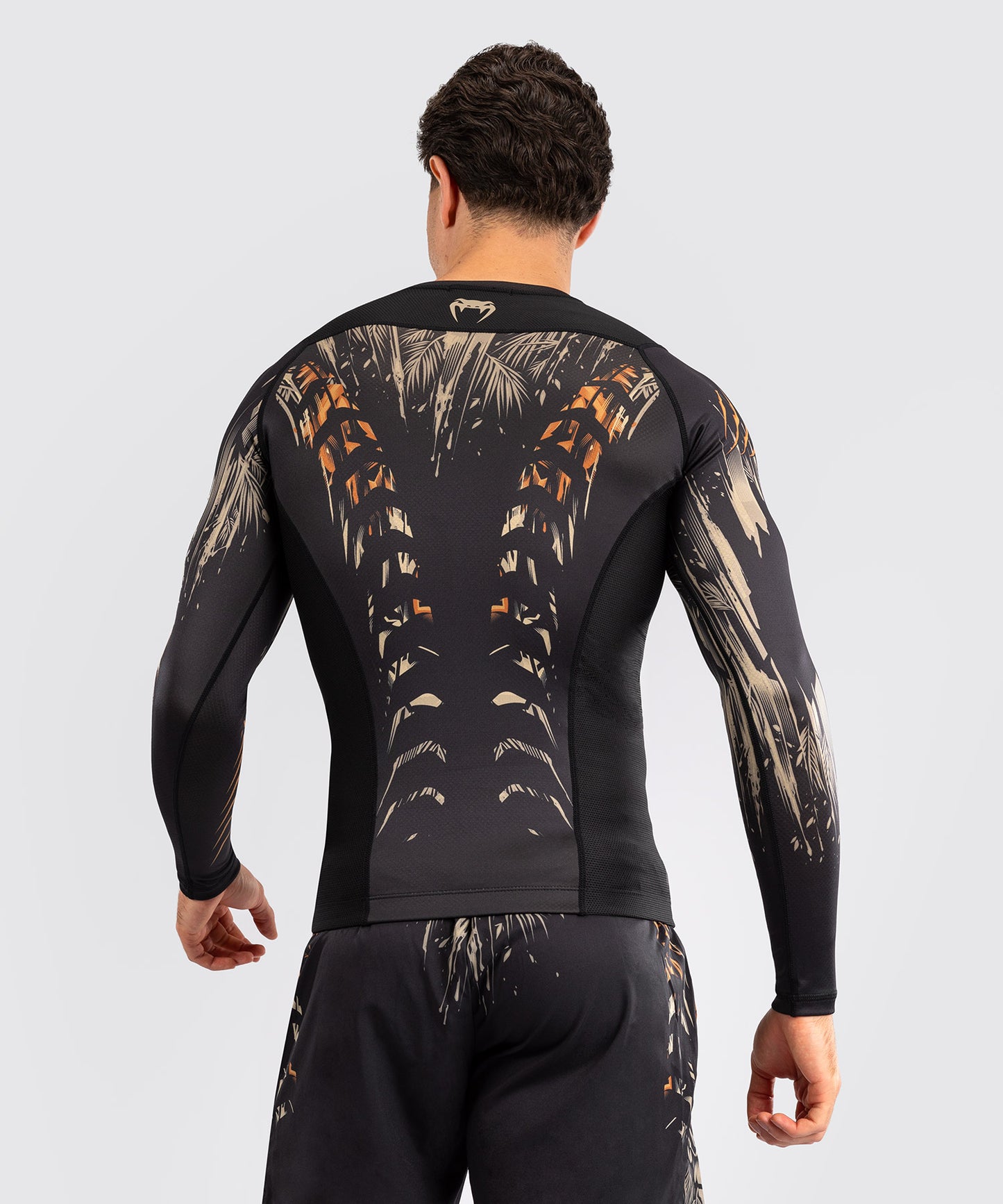 Rashguard à Manches Longues Venum Tiger pour Hommes - Noir/Orange Néon