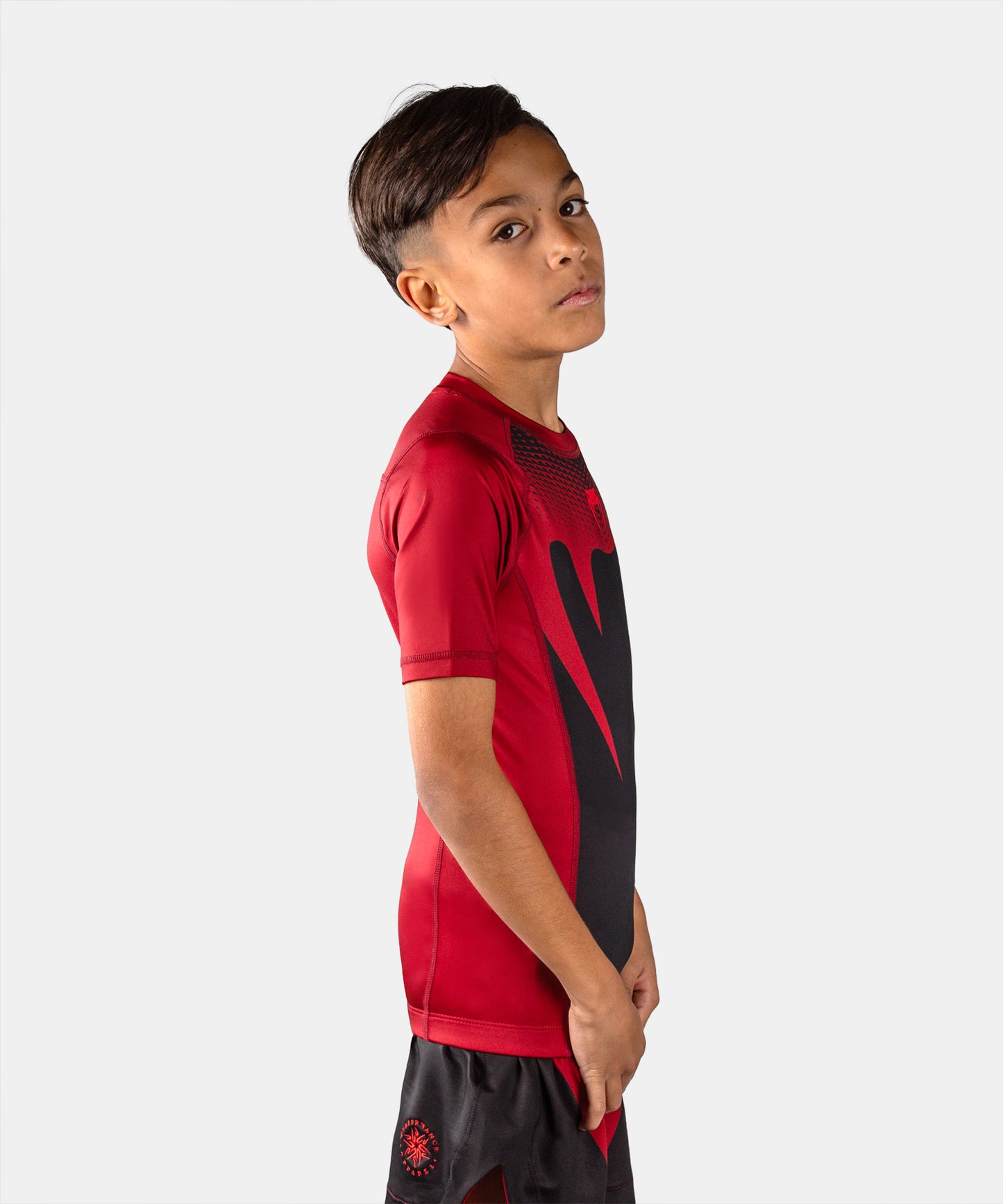 Venum Attack Rashguard de Manga Corta para Niño - Negro/Rojo