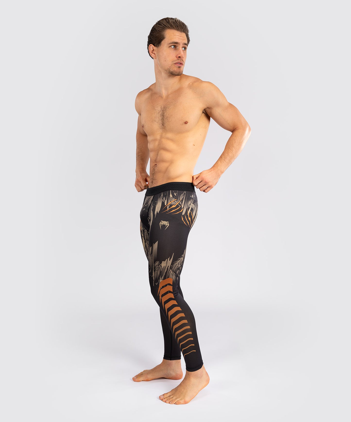 Pantalon de Compression Venum Tiger pour Hommes - Noir/Orange Néon