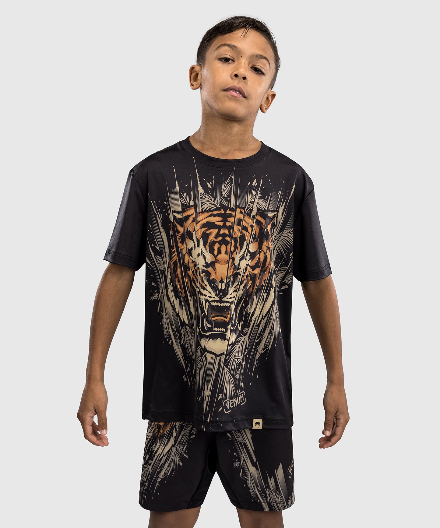 Venum Tiger Kinder Dry Tech T-Shirt - Schwarz/Neon Orange