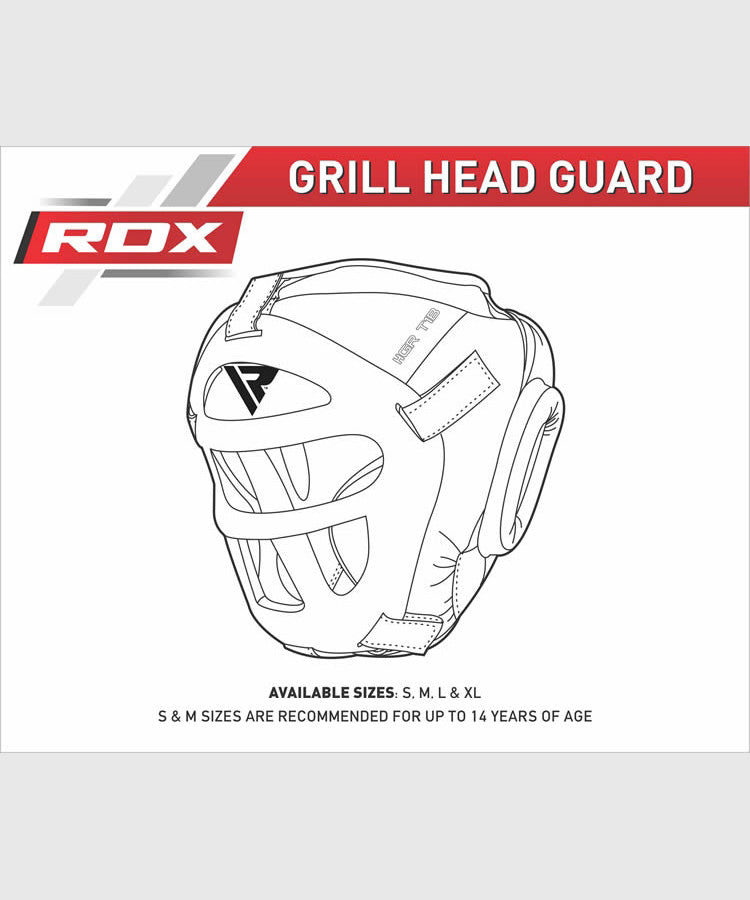 RDX Sports Zero Impact Kopfschutz mit Gitter - Schwarz/Rot